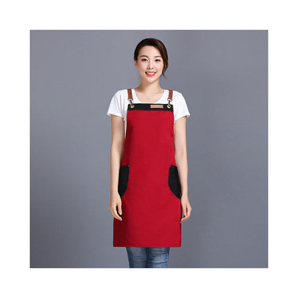 Unisex Apron with Pockets, Adjustable Cross Strap Apron for Restaurant Kitchen Cooking