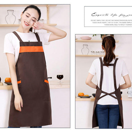 Unisex Apron with Pockets, Restaurant Kitchen Cooking H-Shaped Double Strap Apron