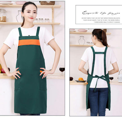 Unisex Apron with Pockets, Restaurant Kitchen Cooking H-Shaped Double Strap Apron