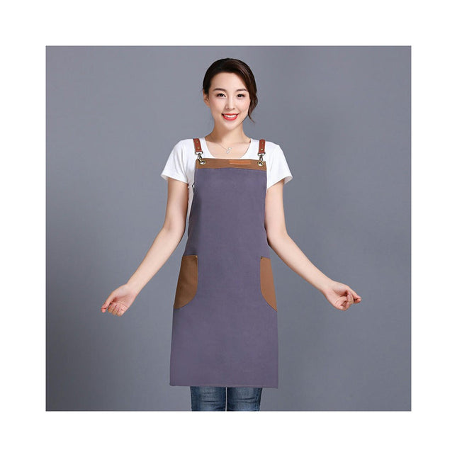 Unisex Apron with Pockets, Adjustable Cross Strap Apron for Restaurant Kitchen Cooking