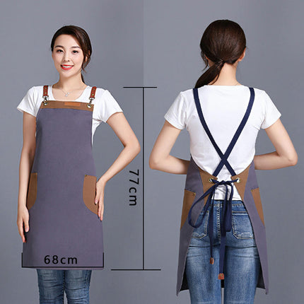 Unisex Apron with Pockets, Adjustable Cross Strap Apron for Restaurant Kitchen Cooking