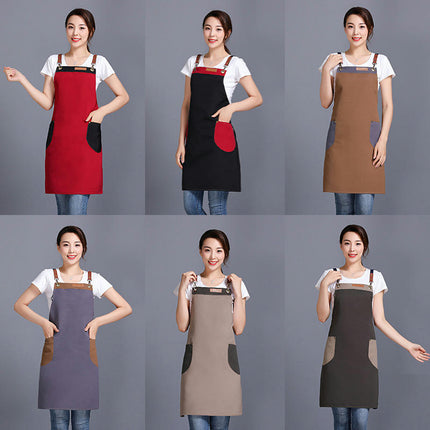 Unisex Apron with Pockets, Adjustable Cross Strap Apron for Restaurant Kitchen Cooking