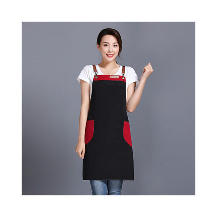 Unisex Apron with Pockets, Adjustable Cross Strap Apron for Restaurant Kitchen Cooking