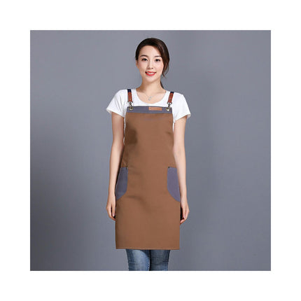 Unisex Apron with Pockets, Adjustable Cross Strap Apron for Restaurant Kitchen Cooking