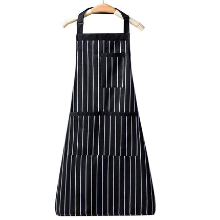 Adjustable Bib Aprons with 3 Pockets Cooking Kitchen Stripes Aprons for Women Men Chef