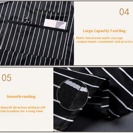 Adjustable Bib Aprons with 3 Pockets Cooking Kitchen Stripes Aprons for Women Men Chef