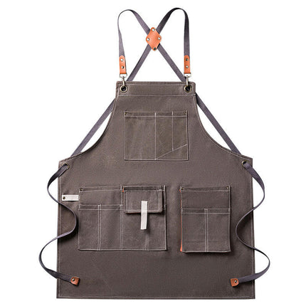 Thickened Multi-Pocket Canvas Apron - Baking Cooking Gardening Electrician Work Tool Apron