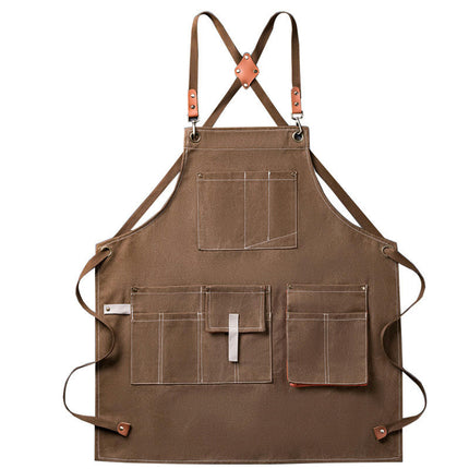 Thickened Multi-Pocket Canvas Apron - Baking Cooking Gardening Electrician Work Tool Apron