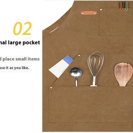 Cotton Canvas Apron - Waterproof Adjustable Straps Kitchen Restaurant Baking Cooking Apron