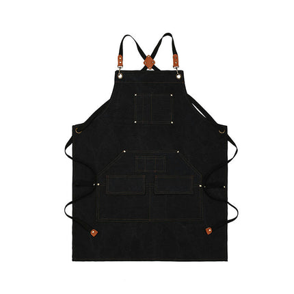 Cotton Polyester Canvas Apron - Adjustable Cross Straps Restaurant Kitchen Baking Cooking Apron