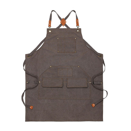 Cotton Polyester Canvas Apron - Adjustable Cross Straps Restaurant Kitchen Baking Cooking Apron