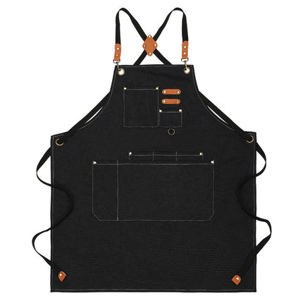 Chef Apron for Men and Women with Large Pockets, Cotton Canvas Cross Back Waterproof Work Apron