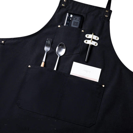 Aprons for Women Men BBQ Chef Cooking Water Drop Resistant Canvas Adjustable Kitchen Apron with Pockets