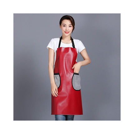 PU Leather Apron - Adjustable Apron for Kitchen Restaurant with Hand Wipe Pocket for Men and Women