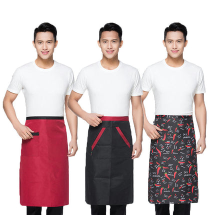 Unisex BBQ Bistro Waiter Cooking Half Apron with Pockets Waterproof and Stain-Resistant Waist