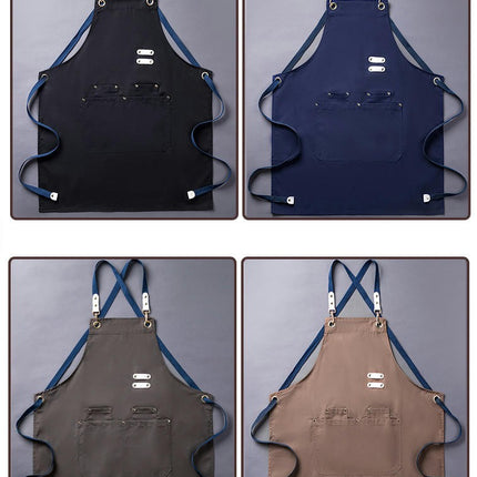 Cross Back Apron for Art Painting Garden Chef Bartender Work,Women Men 2 Pockets Waterproof Adjustable