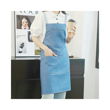 Bistro Denim Apron - Restaurant Kitchen Cooking Apron with 3 Pockets Unisex