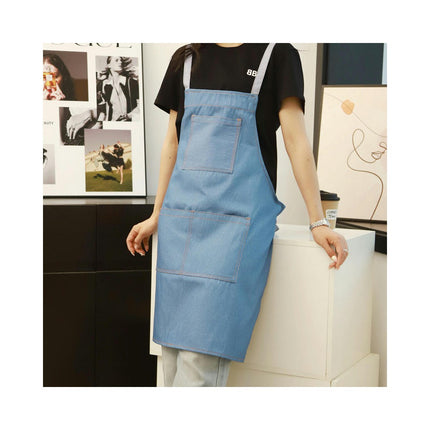 Bistro Denim Apron - Restaurant Kitchen Cooking Apron with 3 Pockets Unisex