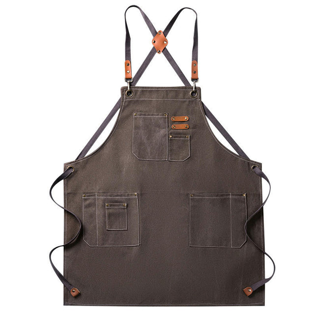 Chef Apron for Kitchen, BBQ with Multiple Pockets - Waterproof Canvas Apron, Adjustable for Men and Women