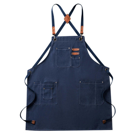 Chef Apron for Kitchen, BBQ with Multiple Pockets - Waterproof Canvas Apron, Adjustable for Men and Women