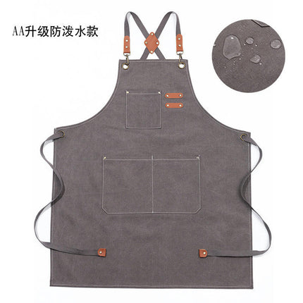 Chef Apron, Cotton Canvas Apron with Large Pockets for Men and Women,Duty Adjustable Garden Apron