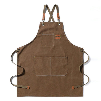 Chef Apron, Cotton Canvas Apron with Large Pockets for Men and Women,Duty Adjustable Garden Apron