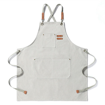 Chef Apron, Cotton Canvas Apron with Large Pockets for Men and Women,Duty Adjustable Garden Apron