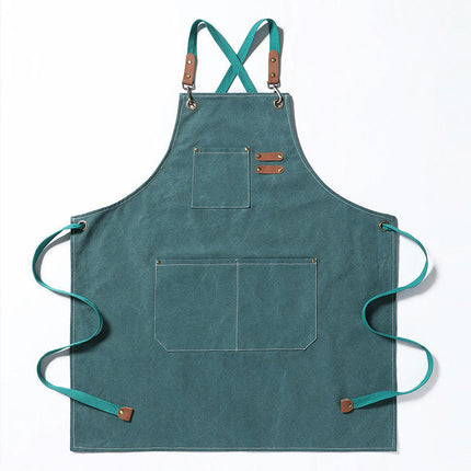 Chef Apron, Cotton Canvas Apron with Large Pockets for Men and Women,Duty Adjustable Garden Apron