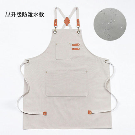 Chef Apron, Cotton Canvas Apron with Large Pockets for Men and Women,Duty Adjustable Garden Apron