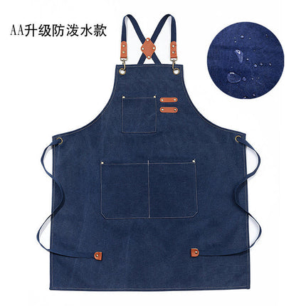 Chef Apron, Cotton Canvas Apron with Large Pockets for Men and Women,Duty Adjustable Garden Apron