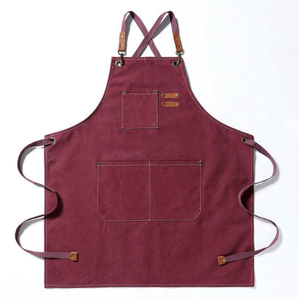 Chef Apron, Cotton Canvas Apron with Large Pockets for Men and Women,Duty Adjustable Garden Apron