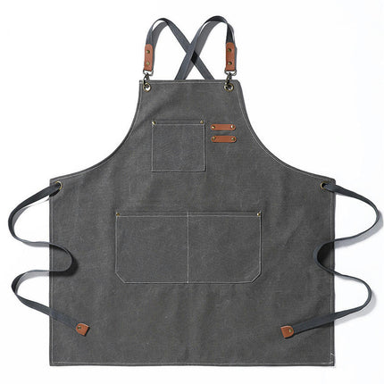 Chef Apron, Cotton Canvas Apron with Large Pockets for Men and Women,Duty Adjustable Garden Apron