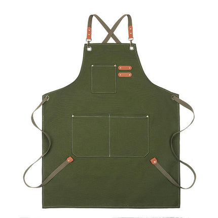 Chef Apron, Cotton Canvas Apron with Large Pockets for Men and Women,Duty Adjustable Garden Apron