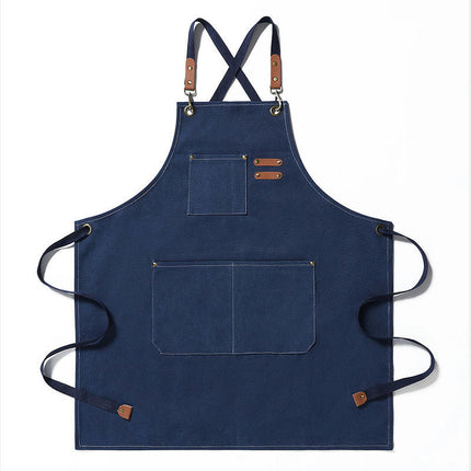 Chef Apron, Cotton Canvas Apron with Large Pockets for Men and Women,Duty Adjustable Garden Apron