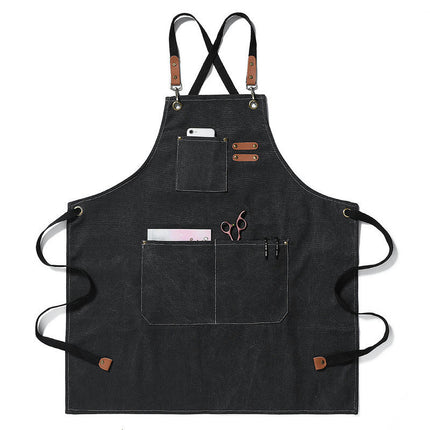 Chef Apron, Cotton Canvas Apron with Large Pockets for Men and Women,Duty Adjustable Garden Apron