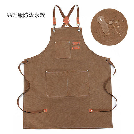 Chef Apron, Cotton Canvas Apron with Large Pockets for Men and Women,Duty Adjustable Garden Apron