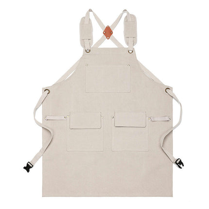 Chef Apron with Cross Back Straps for Men Women, Cotton Canvas Apron for Artists Painting, Kitchen Cooking