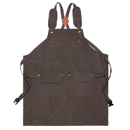 Chef Apron with Cross Back Straps for Men Women, Cotton Canvas Apron for Artists Painting, Kitchen Cooking