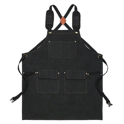 Chef Apron with Cross Back Straps for Men Women, Cotton Canvas Apron for Artists Painting, Kitchen Cooking