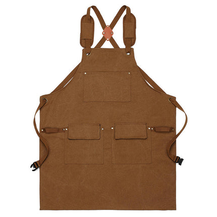 Chef Apron with Cross Back Straps for Men Women, Cotton Canvas Apron for Artists Painting, Kitchen Cooking