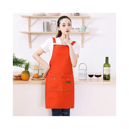 Waterproof Canvas Apron Adjustable Shoulder Strap Work Apron Large Pocket Restaurant Apron