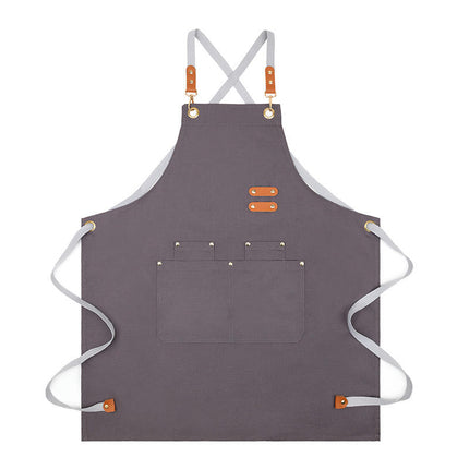 Chef Apron for Men and Women with Large Pockets, Cotton Canvas Cross Back Adjustable Cooking Waterproof Bib