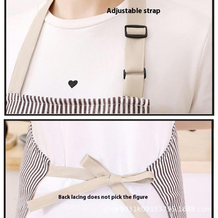 Adjustable Bib Apron with 2 Pockets Cooking Kitchen Cotton Aprons for Women Men Chef Restaurant