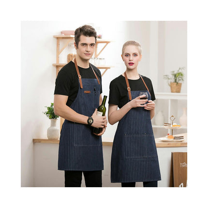 2 Pack Adjustable Halter Aprons, 2 Large Pockets, Men and Women Chef Couple BBQ Painting Aprons