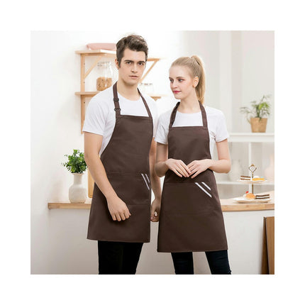 2 Pack Aprons - Solid Aprons with Pockets for Kitchen Cooking Restaurant BBQ Painting Making