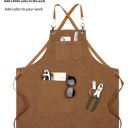 Canvas Aprons for Men Chef Apron, BBQ Cooking  Work Apron with Large Pockets