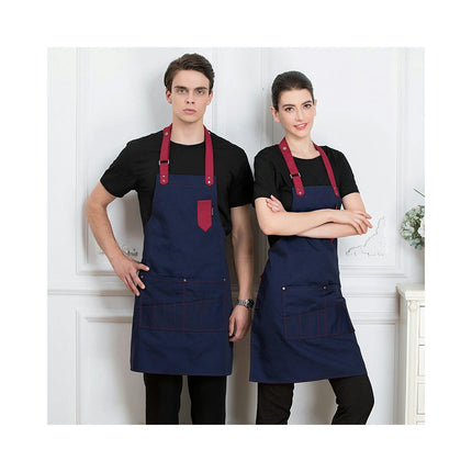 2 Pack Bib Aprons - Multi-Pocket Aprons for Kitchen Cooking Restaurant BBQ Painting Craft