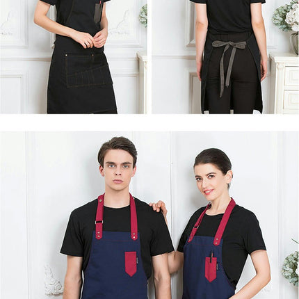 2 Pack Bib Aprons - Multi-Pocket Aprons for Kitchen Cooking Restaurant BBQ Painting Craft