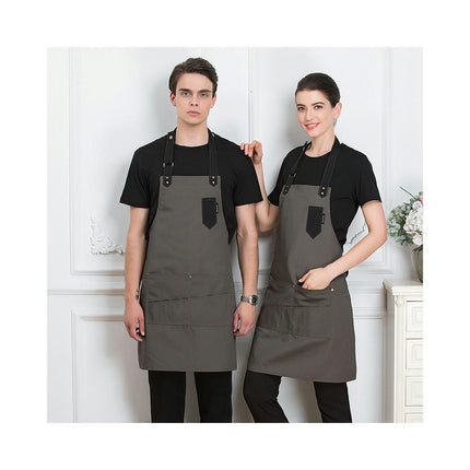 2 Pack Bib Aprons - Multi-Pocket Aprons for Kitchen Cooking Restaurant BBQ Painting Craft