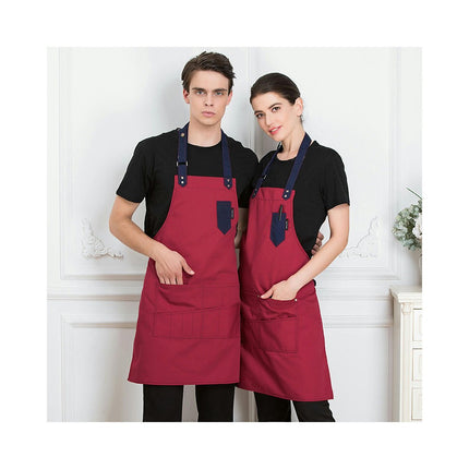 2 Pack Bib Aprons - Multi-Pocket Aprons for Kitchen Cooking Restaurant BBQ Painting Craft